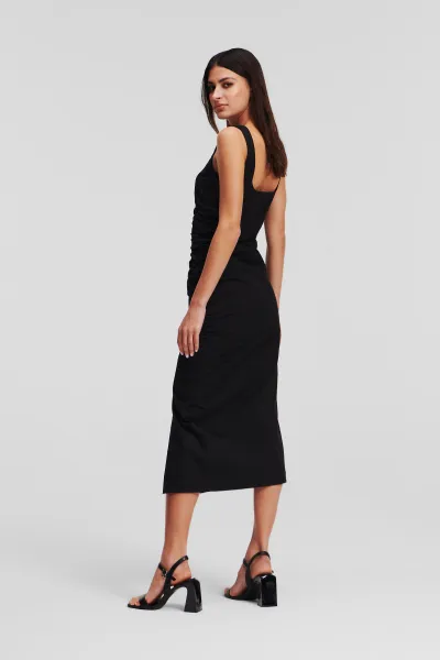 Šaty Karl Lagerfeld Gathered Stretch Dress Black