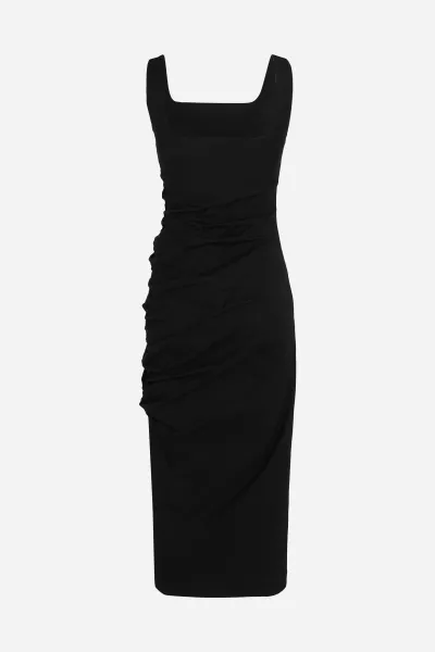 Šaty Karl Lagerfeld Gathered Stretch Dress Black