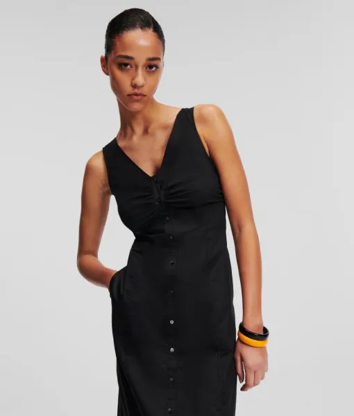 Šaty Karl Lagerfeld Cotton Day Dress Black