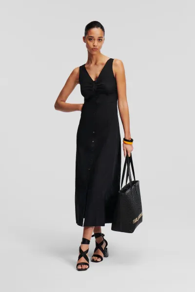 Šaty Karl Lagerfeld Cotton Day Dress Black