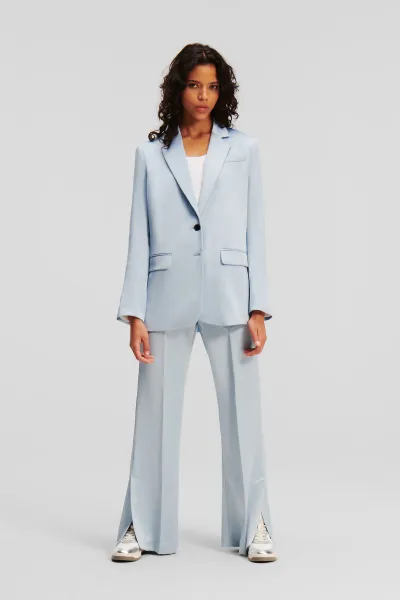 Nohavice Karl Lagerfeld Fluid Satin Tailored Pants Cashmere Blue
