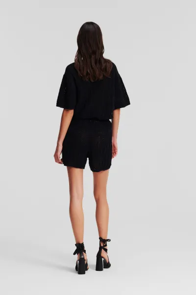 Šortky Karl Lagerfeld Monogram Knit Shorts Black