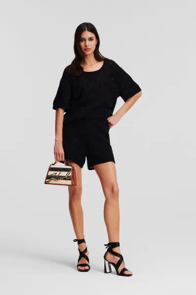 Šortky Karl Lagerfeld Monogram Knit Shorts Black