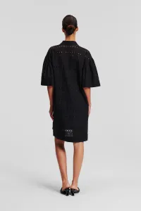 Šaty Karl Lagerfeld Sslv Embroidery Shirt Dress Black