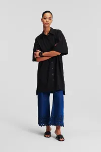 Šaty Karl Lagerfeld Sslv Embroidery Shirt Dress Black