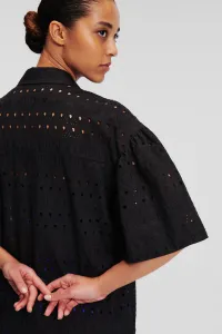 Šaty Karl Lagerfeld Sslv Embroidery Shirt Dress Black