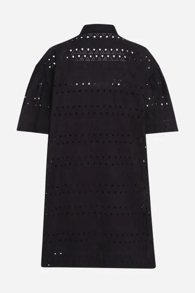 Šaty Karl Lagerfeld Sslv Embroidery Shirt Dress Black