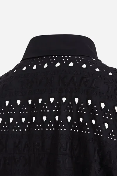 Šaty Karl Lagerfeld Sslv Embroidery Shirt Dress Black