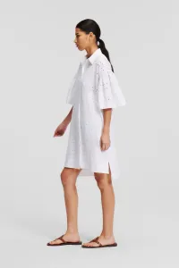 Šaty Karl Lagerfeld Sslv Embroidery Shirt Dress White