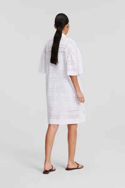 Šaty Karl Lagerfeld Sslv Embroidery Shirt Dress White