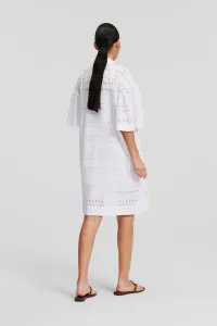 Šaty Karl Lagerfeld Sslv Embroidery Shirt Dress White