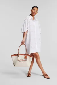 Šaty Karl Lagerfeld Sslv Embroidery Shirt Dress White