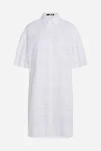 Šaty Karl Lagerfeld Sslv Embroidery Shirt Dress White