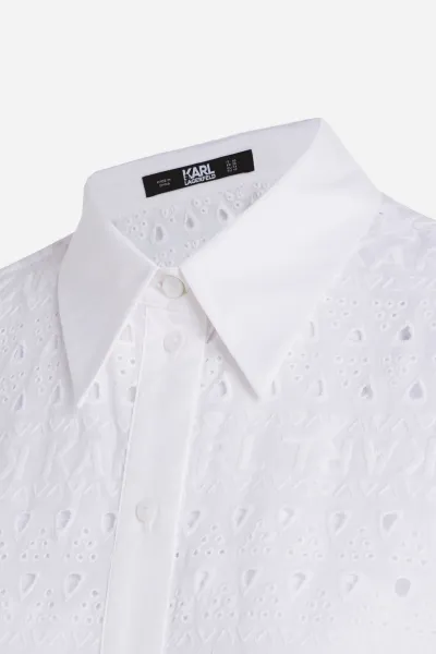 Šaty Karl Lagerfeld Sslv Embroidery Shirt Dress White