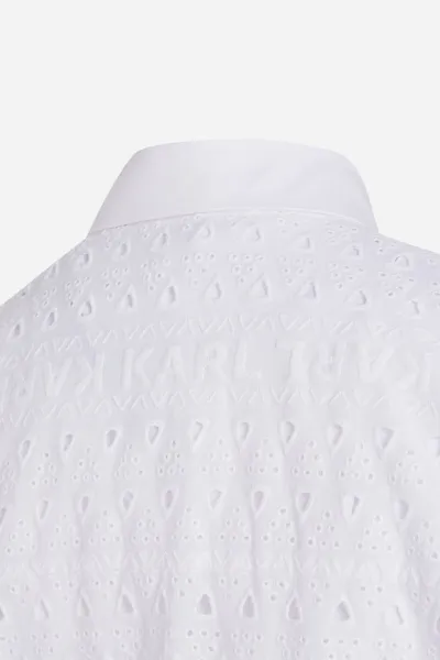 Šaty Karl Lagerfeld Sslv Embroidery Shirt Dress White