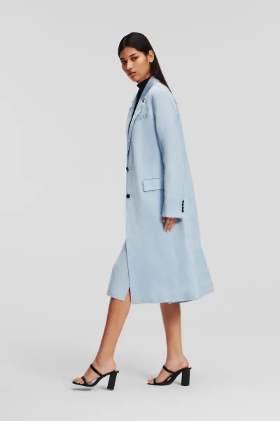 Kabát Karl Lagerfeld Soft Tailored Coat Cashmere Blue