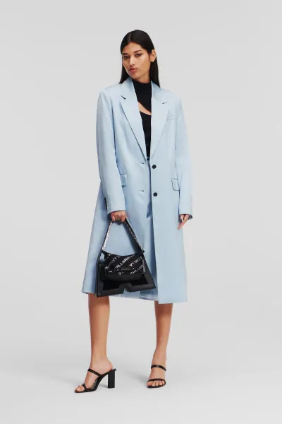 Kabát Karl Lagerfeld Soft Tailored Coat Cashmere Blue