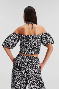 Blúzka Karl Lagerfeld Linen Blend Top Giraffe Black/White