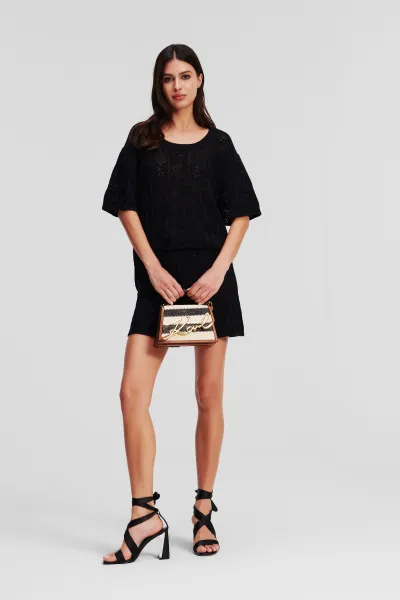 Sveter Karl Lagerfeld Monogram Knit T-Shirt Black