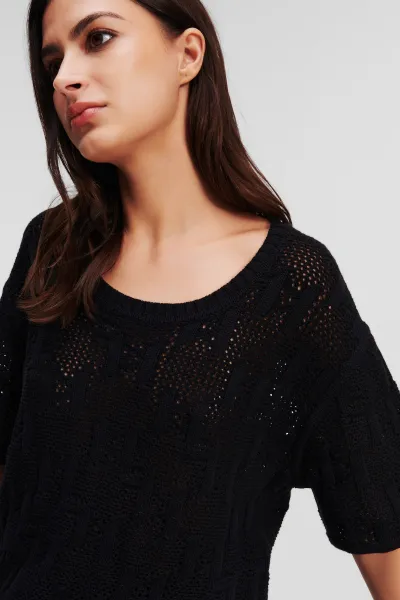 Sveter Karl Lagerfeld Monogram Knit T-Shirt Black