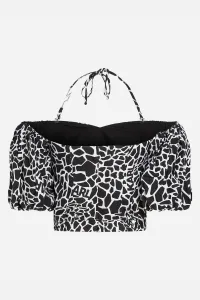 Blúzka Karl Lagerfeld Linen Blend Top Giraffe Black/White
