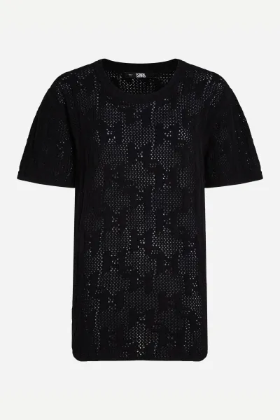 Sveter Karl Lagerfeld Monogram Knit T-Shirt Black