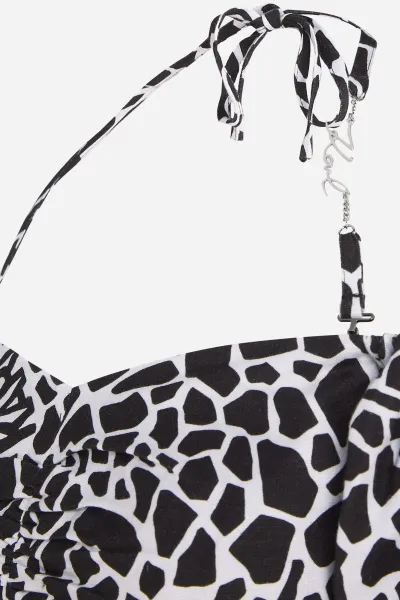 Blúzka Karl Lagerfeld Linen Blend Top Giraffe Black/White