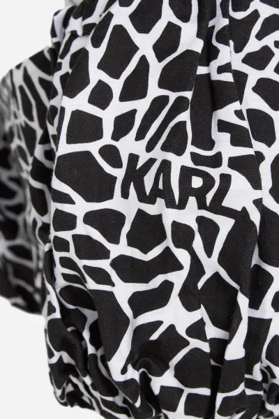 Blúzka Karl Lagerfeld Linen Blend Top Giraffe Black/White