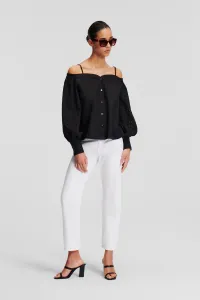 Blúzka Karl Lagerfeld Off Shoulder Embroidery Top Black