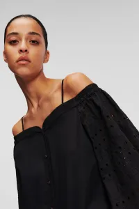 Blúzka Karl Lagerfeld Off Shoulder Embroidery Top Black