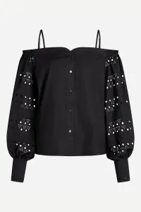 Blúzka Karl Lagerfeld Off Shoulder Embroidery Top Black