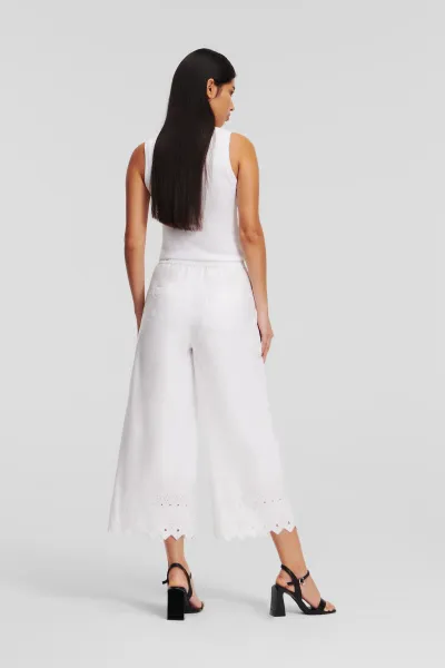 Nohavice Karl Lagerfeld Embroidered Pants White