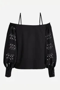 Blúzka Karl Lagerfeld Off Shoulder Embroidery Top Black