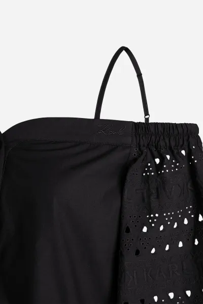 Blúzka Karl Lagerfeld Off Shoulder Embroidery Top Black