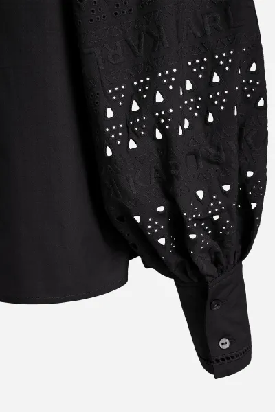 Blúzka Karl Lagerfeld Off Shoulder Embroidery Top Black