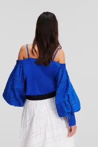 Blúzka Karl Lagerfeld Off Shoulder Embroidery Top Dazzling Blue