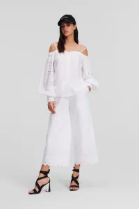 Blúzka Karl Lagerfeld Off Shoulder Embroidery Top White