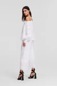 Blúzka Karl Lagerfeld Off Shoulder Embroidery Top White