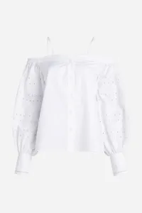 Blúzka Karl Lagerfeld Off Shoulder Embroidery Top White