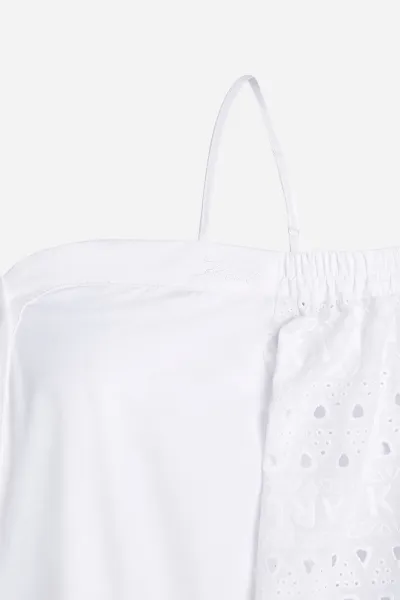Blúzka Karl Lagerfeld Off Shoulder Embroidery Top White