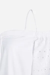 Blúzka Karl Lagerfeld Off Shoulder Embroidery Top White