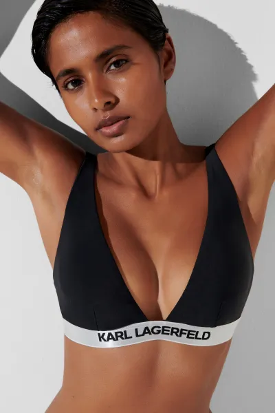 Plavky Karl Lagerfeld Logo Triangle Top W/ Elastic Black