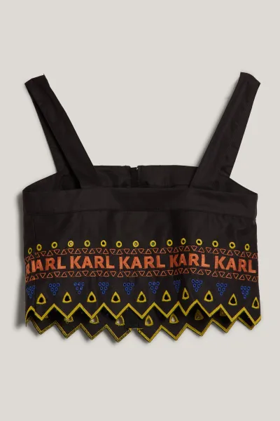Blúzka Karl Lagerfeld Embroidered Top Black