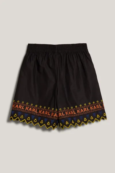 Šortky Karl Lagerfeld Embroidered Shorts Black