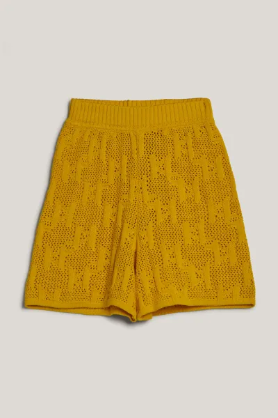 Šortky Karl Lagerfeld Monogram Knit Shorts Blazing Yellow