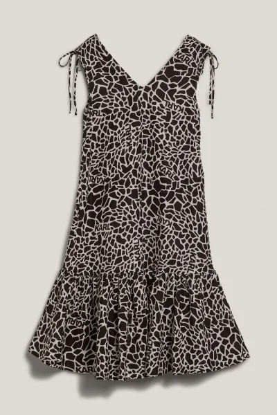 Šaty Karl Lagerfeld Linen Blend Dress Giraffe Black/White