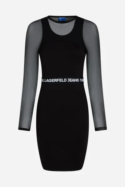 Šaty Karl Lagerfeld Jeans Klj Fitted Mesh Mini Dress Black