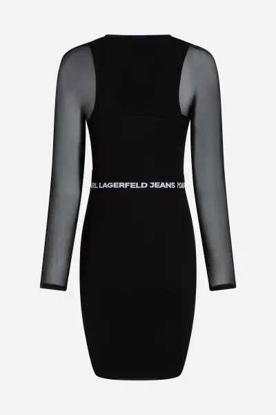 Šaty Karl Lagerfeld Jeans Klj Fitted Mesh Mini Dress Black