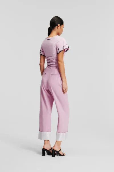Nohavice Karl Lagerfeld Hun Kim'S Edit Tailored Pants Orchid Bouquet