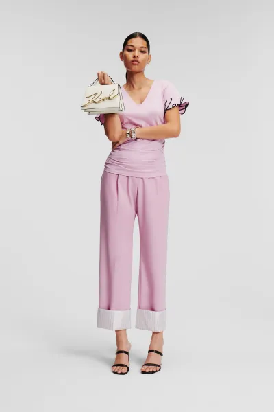 Nohavice Karl Lagerfeld Hun Kim'S Edit Tailored Pants Orchid Bouquet